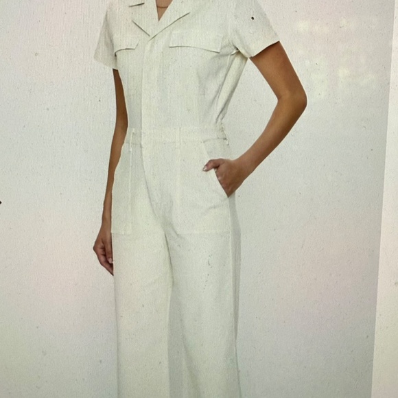 Pistola NWT Makenna Stretch Cotton Utility Jumpsuit in Eggshell - Picture 7 of 7